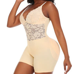 Lace Shapewear Bodysuit with Hip Pads Butt Lifter and Waist Slimmer Slimming Control Panties