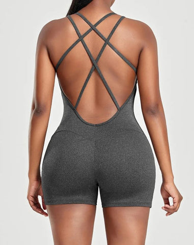 Backless Jumpsuit with Quick-Drying and Breathable Fabric for Sports, Yoga, Jogging and Casual ware