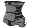 Image of Zip and Fasten Neoprene Waist Trainer - 2 Velcro Belts in Gray and Black - FemmeShapewear