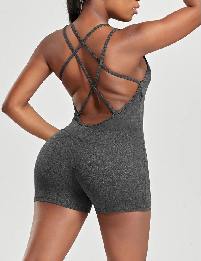 Backless Jumpsuit with Quick-Drying and Breathable Fabric for Sports, Yoga, Jogging and Casual ware