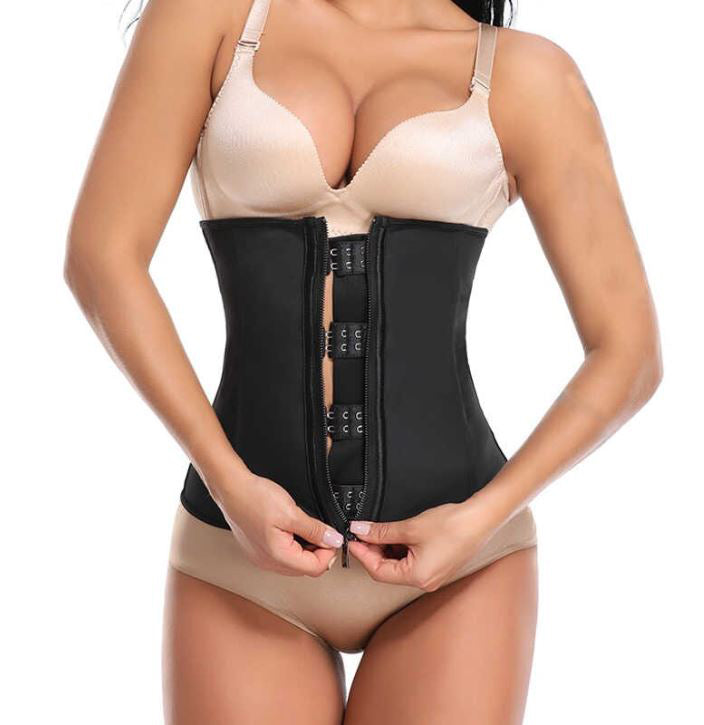 Waist Trainer Exercise Sweat Belt With Double Belts And Zipper