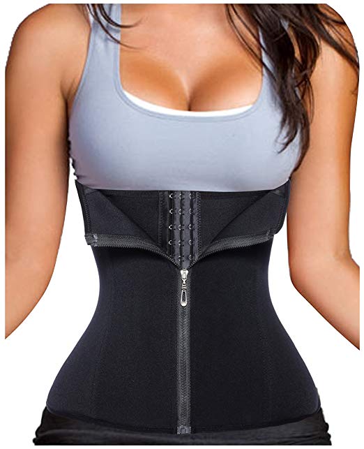 Double compression waist trainer with belt and zipper-atbuty – Atbuty