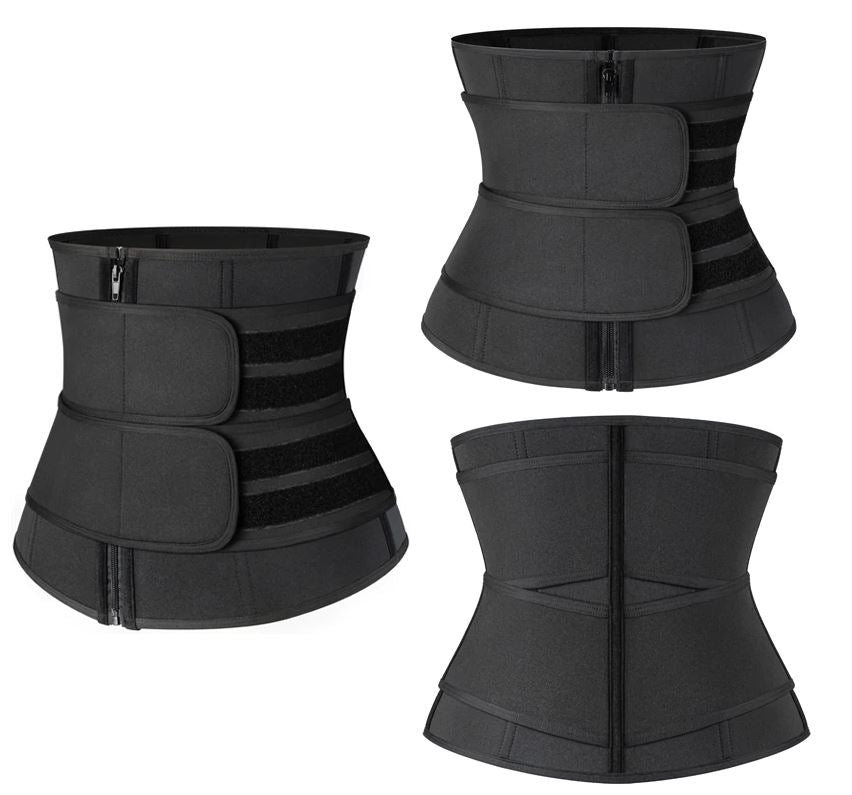 New Black Spandex Adjustable Hooks Tummy Control Zipper Front