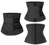 Image of Zip and Fasten Neoprene Waist Trainer - 2 Velcro Belts in Gray and Black - FemmeShapewear