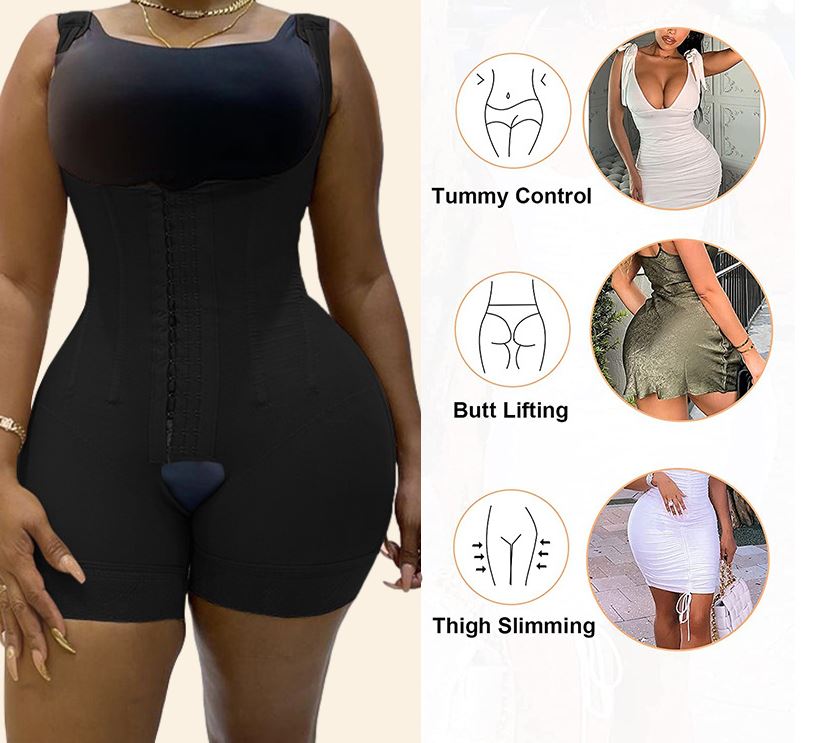EHQJNJ Female Corset Shapewear with Strapless Bra Solid Color High Waist  Lifting Crotch Opening High Elastic Waist and Body Shaping Jumpsuit Black