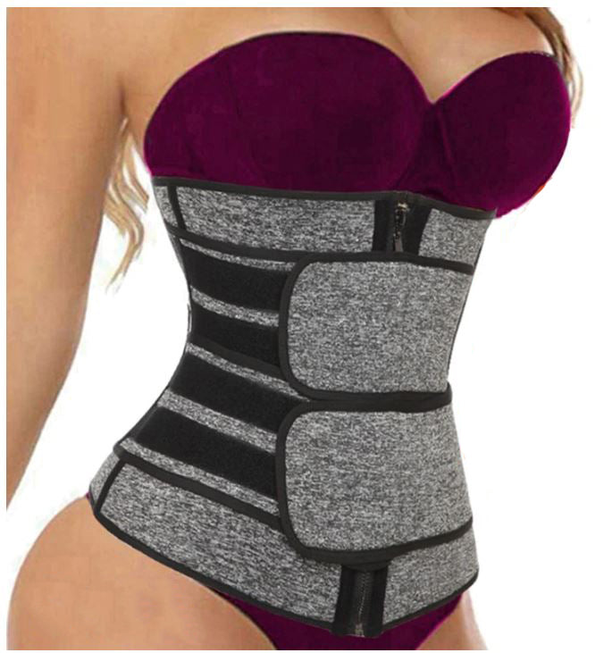 Grey Femme Shapewear neoprene waist trainer with double velcro and a zipper Gina
