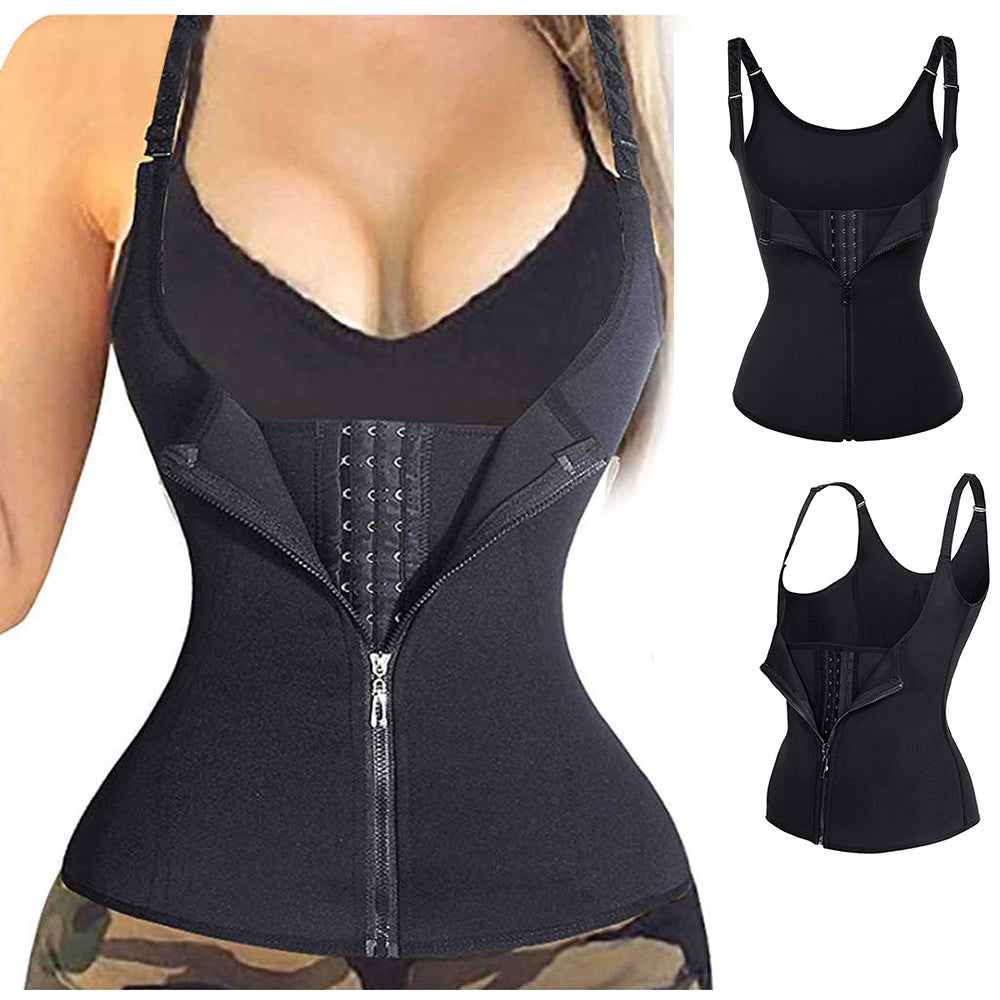FeelinGirl Women's Latex Waist Trainer Corset Zipper Vest Body