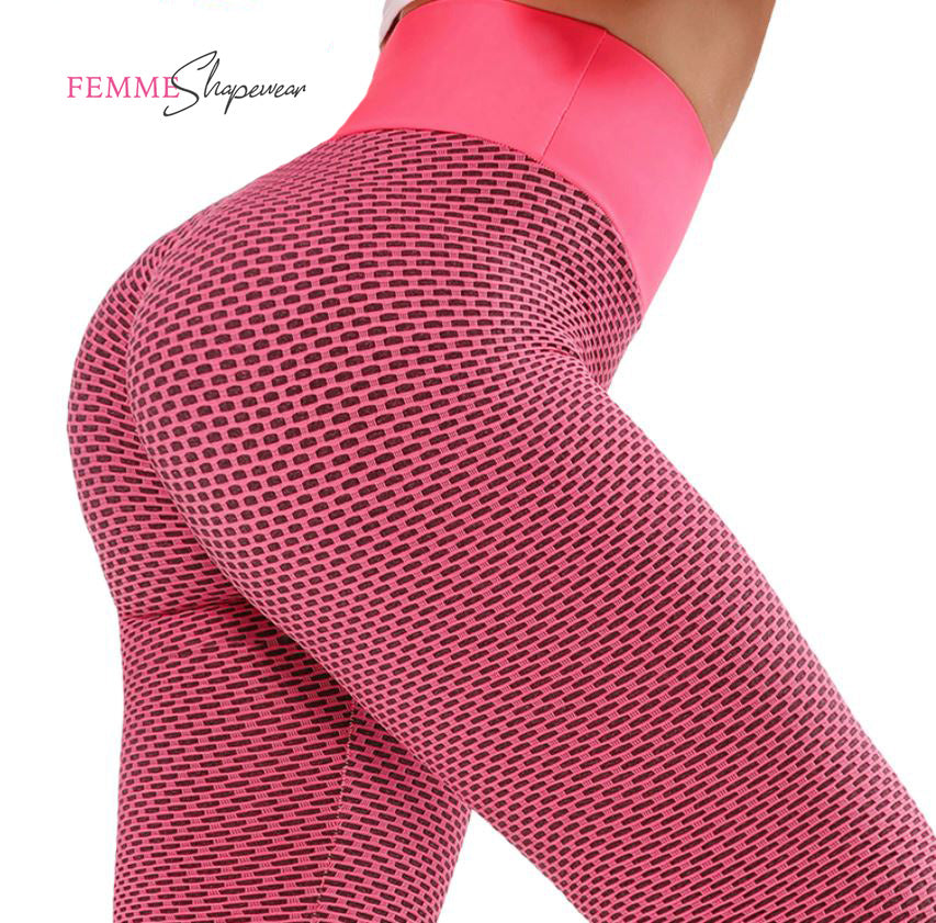 Butt Shaping Textured High-waisted Compression Leggings